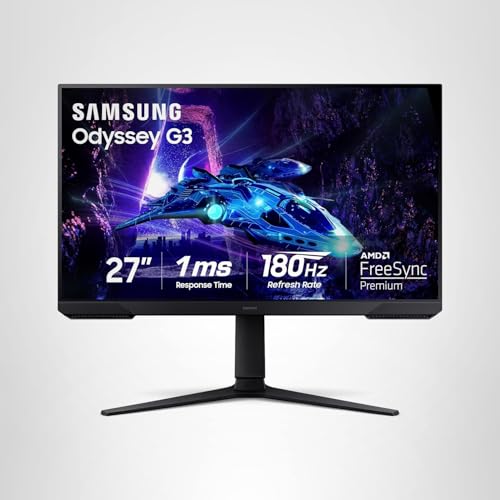 Samsung 27-Inch Odyssey G3 (G30D) Series FHD Gaming Monitor, 1ms, 180Hz, AMD FreeSync, Adjustable Stand, Black Equalizer, Virtual Aim Point, Eye Saver Mode, Flicker-Free, LS27DG302ENXZA