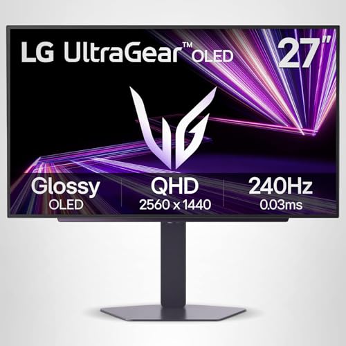 LG 27GX704A-B 27-inch Ultragear QHD (2650x1440) OLED Gaming Monitor 240Hz, 0.03ms, NVIDIA G-Sync Compatible, AMD FreeSync Premium Pro, VESA Display HDR TrueBlack400, HDMI 2.1, DisplayPort, Black