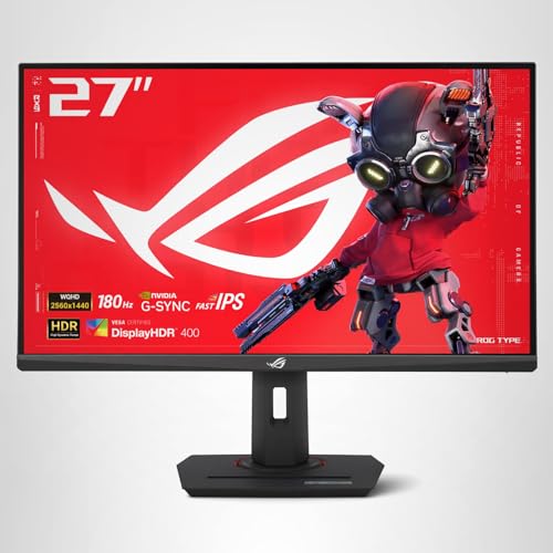 ASUS ROG Strix 27” QHD (2560x1440) HDR400 USB-C Gaming Monitor (XG27ACS), 180Hz,1ms, Fast IPS, 133% sRGB, Extreme Low Motion Blur Sync, G-Sync Compatible, DisplayWidget, Tripod Socket, 3 Year Warranty