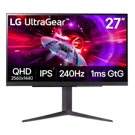 LG 27GR83Q-B 27-inch Ultragear QHD (2560x1440) IPS Gaming Monitor, 240Hz, 1ms, DisplayHDR 400, G-Sync AMD FreeSync Premium, HDMI 2.1 DisplayPort, 4-Pole HP Out DTS GP:X, Tilt/Height/Pivot Stand, Black